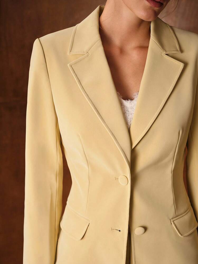 WOMEN'S PU BLAZER & SKIRT 2 PIECES SUIT, FITTED, AUTUMN/WINTER