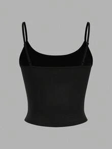 SHEIN EZwear 4 件套女式紧身短款休闲背心，颜色有黑色、棕色、花灰色、白色 - 彩色 - 查看 4