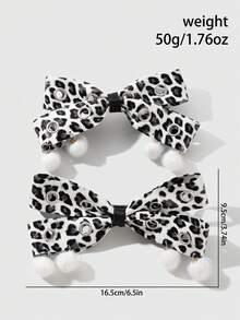 ROMWE Grunge Punk 2个Y2K风格复古优雅朋克哥特黑色皮革双透气蝴蝶结装饰DIY发夹爪发卡，适合姐妹、朋友日常佩戴或节日礼物，万圣节 - 黑白色-8 - 查看 8