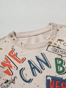 Manfinity Homme Men's Christmas Family Cartoon Pattern Men Sweater Casual Crew Neck Long Sleeve Sweater, Christmas