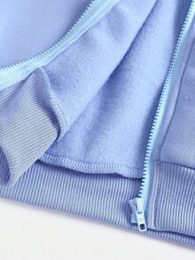 SHEIN 2 件套青少年女孩秋季休闲装 - 长袖拉链连帽运动衫 + 阔腿运动裤套装，适合日常、居家和街头穿着，舒适 - 淺藍色 - 查看 17