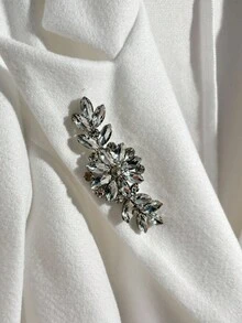 GlowEve Chaqueta de blazer con cuello pico y doble botonadura con decoración de rhinestones, adecuada para el trabajo y el transporte, otoño/invierno - Blanco - Ver 3