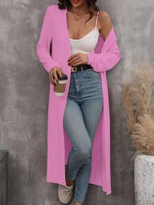 EMERY ROSE 女士休闲纯色浅紫色长袖轻薄外套，适合春、夏、秋、冬、派对、新年、感恩节、情人节、复活节等休闲场合穿着。 - 淡紫色 - 查看 1