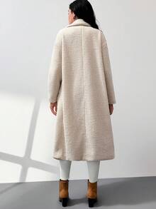 SHEIN Pregnant Women's Solid Color Pocket Elegant Long Sleeve Regular Jacket, Autumn/Winter - White - View 2