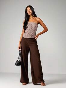 MISSGUIDED Áo nịt ngực không dây chấm bi sọc caro phong cách corset mặc dự tiệc tối thời trang mùa hè thường ngày - Màu be - Xem 5