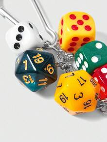 ROMWE Street Life 1pc Unisex Handmade Fate Dice Keychain Personalized Subculture Y2K Accessory Contrast Color Bag Hanging Decor Keychain Accessories Small Gifts Y2K Thanksgiving - Multicolor - View 3