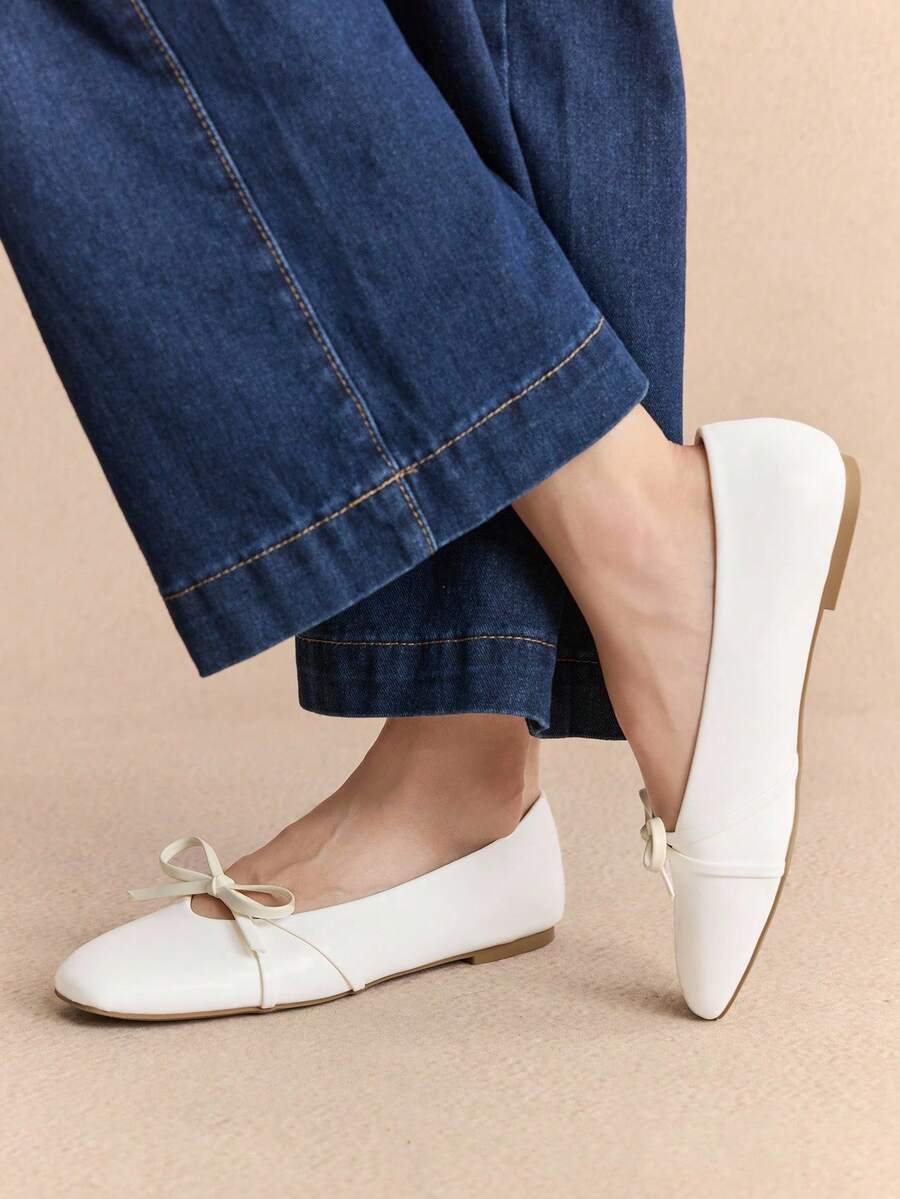 Rosivie Women's Spring/Summer Pink Round Toe Rhinestone Breathable Mesh Casual Shoes, Fashion & Comfortable Non-Slip Outsole, Suitable For Outdoor Travel, Party, Beach, Daily Commute, Versatile Flat Shoes - White - View 1