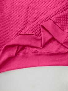 Manfinity Homme 男士休闲日常通勤纯色华夫格针织长袖绗缝纹理套头卫衣，秋季粉色长袖男士粉色卫衣 - 玫紅色 - 查看 5