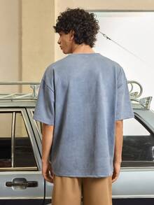 Open Phase STONE DISTRICT Men's Casual Letter Print Round Neck Short Sleeve T-Shirt, Daily Wear, Spring/Summer - Baby Blue - View 2