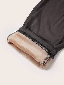 SHEIN Clasi Quần legging nữ màu da lót nhiệt cạp cao thanh lịch, phù hợp mặc nhiều lớp hàng ngày và phối đồ nhiều dịp, mùa thu - Màu be - Xem 9