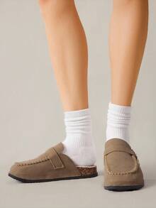 Solecia 女士圆头扣带平底舒适休闲、聚会、通勤时尚百搭鞋 - 棕色 - 查看 4