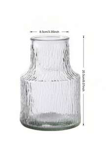 一套复古纹理玻璃花瓶，家居装饰玻璃花瓶，婚礼装饰，餐桌中心摆件透明花瓶，复古家居装饰花瓶，宽口花束容器，桌面装饰，水培植物容器