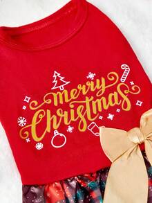 PETSIN Ropa de gato con lazo y cinta, vestido de oso de peluche con estampado navideño, vestido de perro, vestido de princesa para mascotas - Rojo - Ver 9