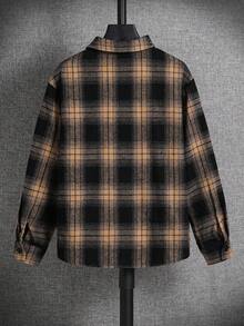 SHEIN 青少年男童休闲日常舒适格子领宽松长袖梭织开衫衬衫 - 彩色 - 查看 2