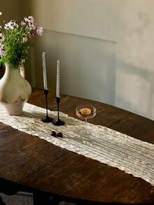 Cirelle 1 pieza Mantel de gasa estilo bohemio para bodas, baby shower/bridal shower, decoración de fiesta de vacaciones, corredor de mesa rústico de tela de vestir de queso de gasa