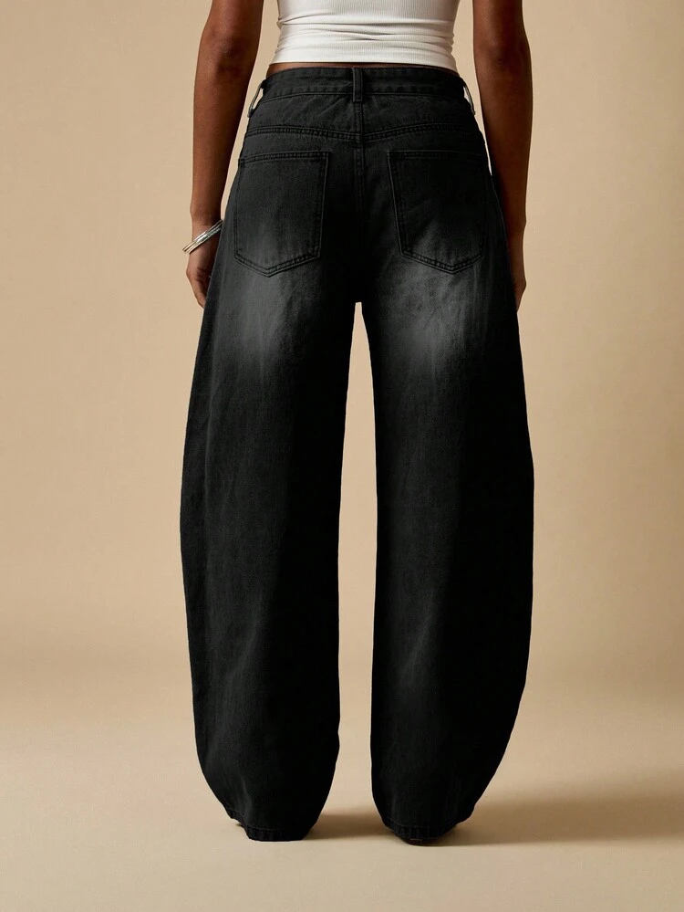 MISSGUIDED Weite Bein Barrel Jeans mit hoher Taille, vintage inspirierte Denimhose, Streetwear Mode für Winter und Herbst, lässiger Alltag, bequeme Passform