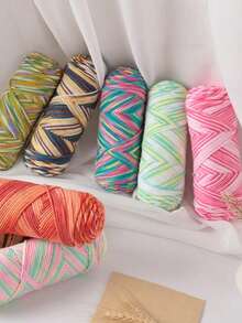 Sợi nhuộm tie-dye nhiều màu, độ dày trung bình, trọng lượng 200g, thích hợp để đan, móc, làm áo len ấm áp, khăn quàng cổ, áo khoác, khăn choàng, áo khoác ngoài, đồ thủ công mỹ nghệ, chăn, v.v. Vào mùa thu/đông, 1 cuộn = 2 quả = 200g - Nhiều màu - Xem 5