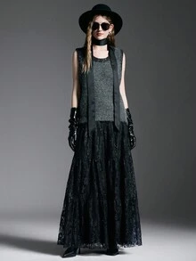 MYSTAURA Damen Pullover Weste mit Rundhalsausschnitt und Strass Verzierung, modisch