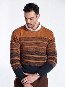 Manfinity CityGents Áo len sọc màu thường ngày cho nam, Thu/Đông - Nhiều màu - Xem 5