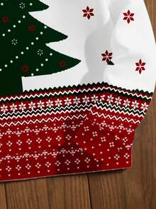 Manfinity Homme Standard Size Men's Christmas Tree Pattern Crew Neck Pullover Sweatshirt With Thermal Lining, Suitable For Family Gatherings, Fall/Winter - Red - View 5
