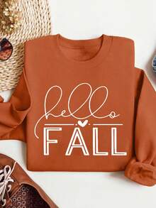 EMERY ROSE Ropa de primavera para vacaciones en resort, sudadera con gráfico de letras para mujer - Naranja - Ver 4