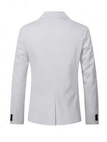 Manfinity AFTRDRK Blazer Kasual Pria Warna Polos, Modis untuk Musim Panas, Jas Pernikahan Pria, Jas Pernikahan untuk Pria - Putih - View 2