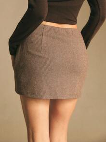 Poéselle 女式千鸟格休闲/工作裙裤 - 棕色 - 查看 4