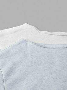 Sparklyn 2pcs/Set Teen Girls Casual Oblique Shoulder Comfortable Versatile Thermal Lined Long Sleeve Sweatshirt, Autumn/Winter - Multicolor - View 3