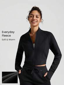 GLOWMODE Everyday Fleece Baseball Collar Short Long SleeveJacket With Thumbholes Daily Casual Fall Winter