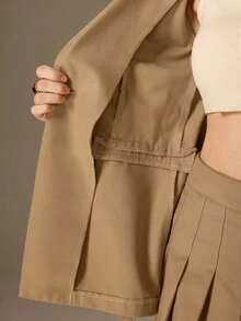 Modelyn Autumn/Winter Fashionable Waist-Cinched Elegant High-End Blazer - Brown - View 9