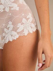 Enchnt 1 件性感蕾丝女士透气简约浪漫女士三角裤内衣 - 白色 - 查看 7