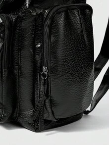 ROMWE Goth 复古铆钉背包钱包，复古朋克风格旅行背包，女士哥特式学院背包 - 黑色 - 查看 5