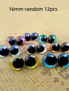 2/12 件闪光 3D 眼娃娃玩具，钩针编织毛绒玩具和 DIY 工艺品 - 闪光偏移瞳孔设计，带易于安装的垫圈。秋季装饰、圣诞节装饰男孩背包、万圣节、背包学校。透明背包、学校、万圣节服装。 - 彩色 - 查看 22