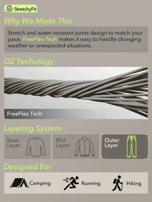 OutZeal 女士户外黑色裤子，适合露营、徒步旅行，防水弹力修身款，带口袋 - 黑色 - 查看 5