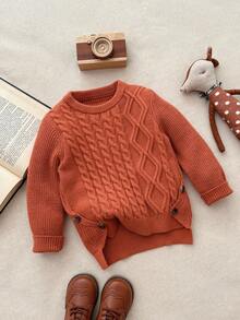 Blossori Young Boys' French Elegant Jacquard Knit Sweater Autumn Winter Clothes ForGirln - Red - View 1