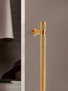 1pc Modern Simplistic And Luxurious Style Plastic Drawer & Cabinet Handle, Wardrobe Door Pull - Gold - View 4