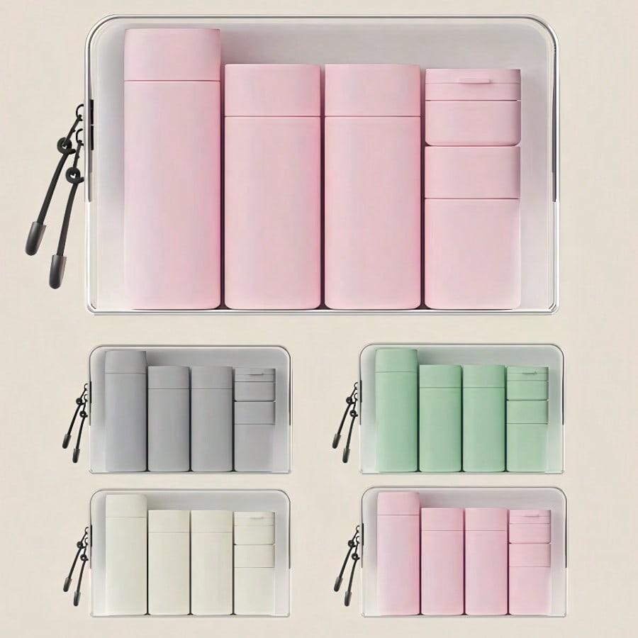 5-Pack Nordic Silicone Travel Cream Dispenser Bottles - Soft Touch, Unscented Refillable Cosmetic Containers For Lotion, Shampoo, Cleanser & Shower Gel | Leak-Proof Portable Bathroom Accessories, TSA-Friendly Travel Must-Haves & Spray Bottle Gadgets