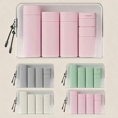 Bộ 5 chai đựng kem du lịch Nordic bằng silicon - Hộp đựng mỹ phẩm mềm mại, không mùi, có thể nạp lại để đựng kem dưỡng da, dầu gội, sữa rửa mặt và sữa tắm | Phụ kiện phòng tắm di động chống rò rỉ, vật dụng du lịch cần thiết theo tiêu chuẩn TSA và tiện ích bình xịt