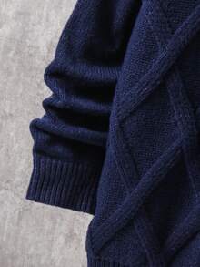 SHEIN 青少年男童休闲韩版开衫针织毛衣，适合上学、日常休闲、运动、秋冬