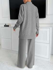 Women High Neck Sweater And Maxi Sweater Skirt 2 Two Pieces Set Co-Ords
