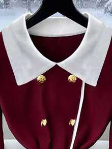 GlowEve 女士秋季优雅长款针织连衣裙 - 紅色 - 查看 3