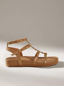 Solecia Women's Fashion Open Toe Tie Up Casual Flat Sandals, Brown, Suitable For Spring/Summer Vacation Spring Shoes Spring Break Easter