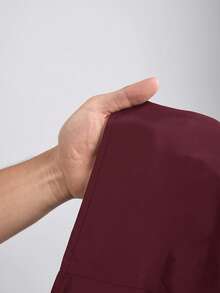 SHEIN CURVE+ 大码女式纯色落肩长袖拉链半开襟连帽休闲夹克，秋冬秋季/秋冬