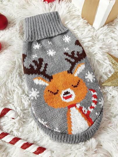 PETSIN 1pc Festive Christmas Elk Pet Sweater: Toasty Winter Wear For Animals
