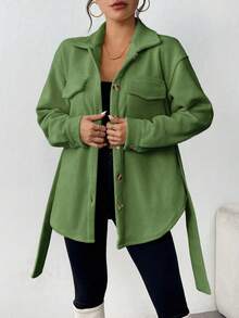 EMERY ROSE Fantasy-Modern Simple Regular Jacket - Olive Green - View 3