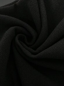 SHEIN Essnce 大码女装秋冬时尚休闲弹力舒适日常百搭金属扣弹力腰紧身裤黑色修身裤，女式下装，工作裤，秋季简约风格 - 黑色 - 查看 6
