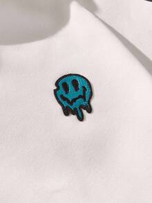 Manfinity VCAY 男士休闲时尚街头运动卡通人物撞色条纹侧拉链连帽卫衣，秋冬 - 白色 - 查看 6