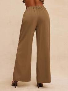 NYA SZN Ava Pant High Rise Drawstring Pants Olive Green,Autumn,Chic,Vacation Travel Casual Business Office Teacher Modest Church Fall Party Festival - Green - View 2