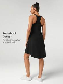 GLOWMODE VitalSwift Lightweight Quick-Dry Racerback Side Pockets Dance Skirt Dress With Built-In Supportive Bra Daily Casual Quick Dry Moisture Wicking - Black - View 2