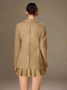 Modelyn Autumn/Winter Fashionable Waist-Cinched Elegant High-End Blazer - Brown - View 3